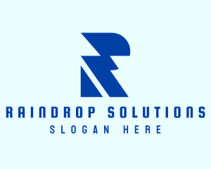 Blue Electric Letter R logo design