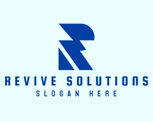 Blue Electric Letter R logo design