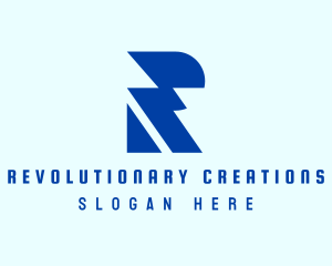 Blue Electric Letter R logo design