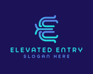 Modern E Outline logo design