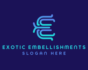 Modern E Outline logo design