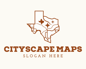 Brown Texas Map logo design