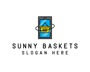 Online Mobile Basket logo design