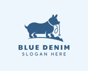 Blue Corgi Dog logo design