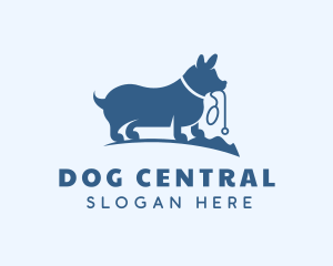 Blue Corgi Dog logo design