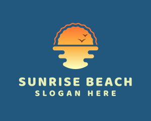 Tropical Beach Sunset logo design