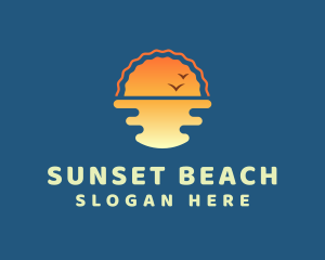 Tropical Beach Sunset logo design