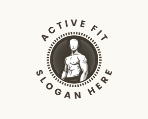 Bodybuilder Masculine Fitness logo design