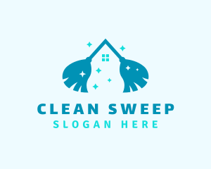 Clean Housekeeping Broom logo design