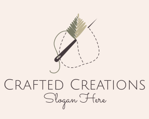 Leaf Stitch Needle logo design