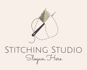 Leaf Stitch Needle logo design