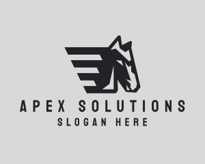 Fast Geometric Wings Horse logo design