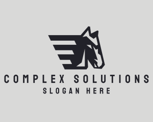 Fast Geometric Wings Horse logo design