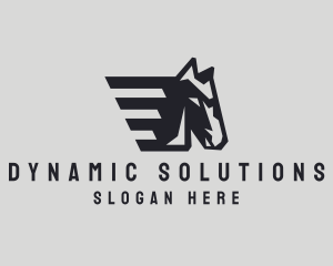 Fast Geometric Wings Horse logo design