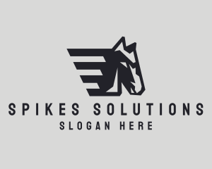 Fast Geometric Wings Horse logo design