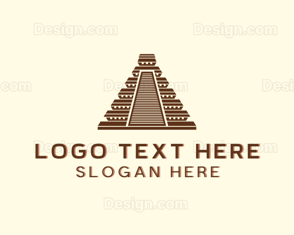 Mayan Pyramid Architecture Logo