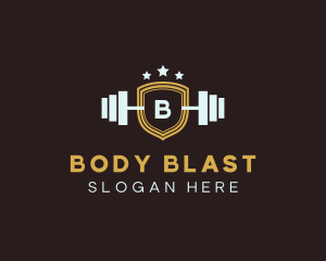 Barbell Weights Shield logo design