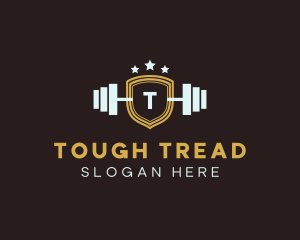 Barbell Weights Shield logo design