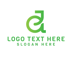 Hybrid - Green Eco D Outline logo design