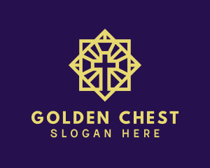 Golden Biblical Cross logo design