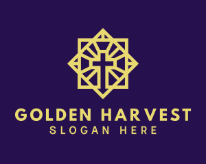 Golden Biblical Cross logo design