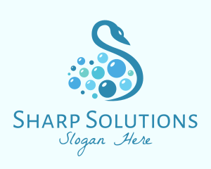 Blue Swan Bubbles Letter S logo design