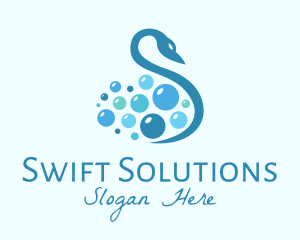 Blue Swan Bubbles Letter S logo design