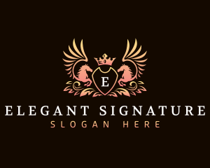 Luxury Pegasus Crown logo design