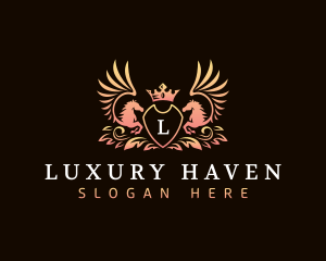 Luxury Pegasus Crown logo design