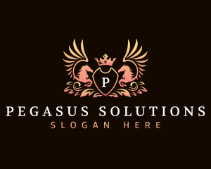 Luxury Pegasus Crown logo design