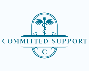 Caduceus Hand Support logo design