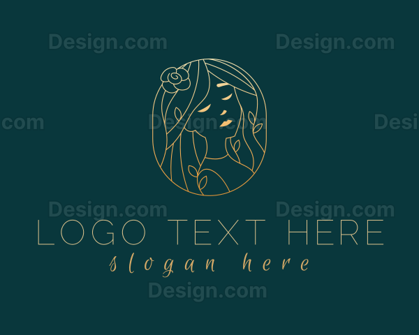 Golden Floral Girl Logo