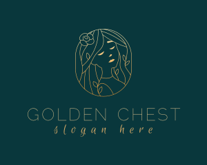 Golden Floral Girl logo design