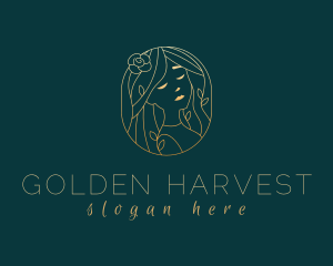 Golden Floral Girl logo design