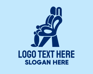 Blue Massage Chair Person  Logo