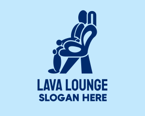 Blue Massage Chair Person  logo design