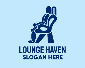 Blue Massage Chair Person  logo design