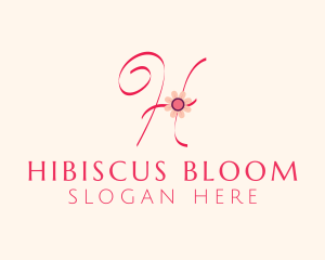 Pink Flower Letter H logo design