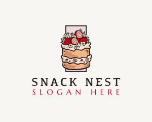 Strawberry Cake Dessert logo design