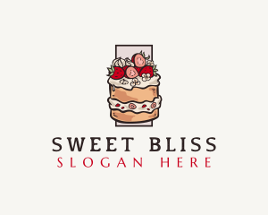 Strawberry Cake Dessert logo design