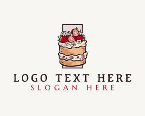Cream - Strawberry Cake Dessert logo design