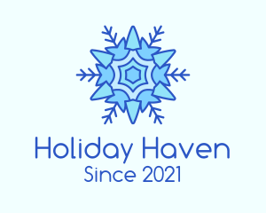 Blue Winter Snowflake  logo design