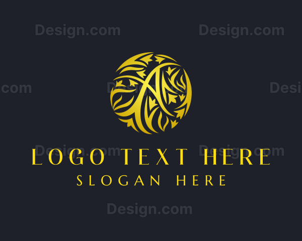 Golden Pattern Letter A Logo