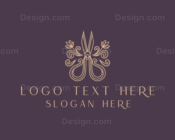 Elegant Sewing Shears Scissors Logo