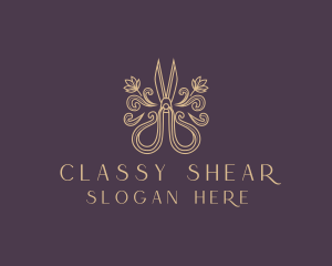 Elegant Sewing Shears Scissors logo design