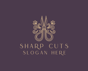 Elegant Sewing Shears Scissors logo design