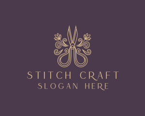 Elegant Sewing Shears Scissors logo design