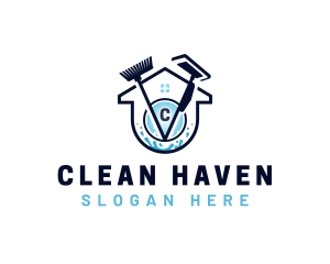 Home Cleaning Mop Broom logo design