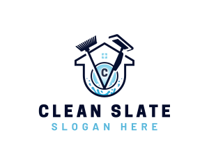 Home Cleaning Mop Broom logo design