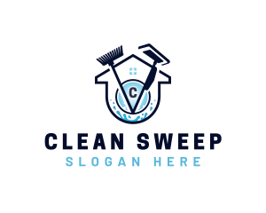 Home Cleaning Mop Broom logo design